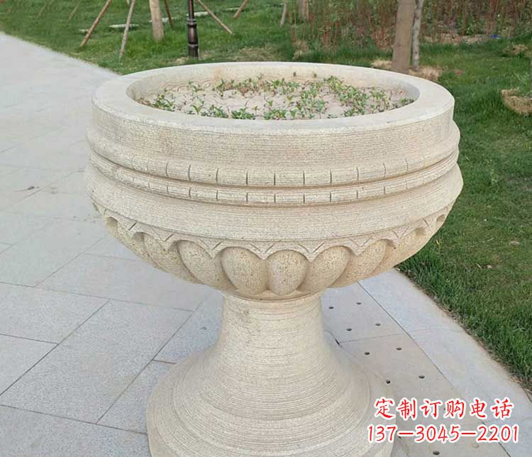 湖北大理石花盆石雕