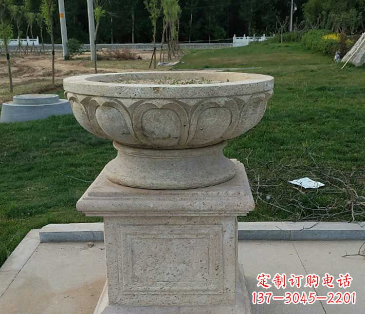 湖北大理石花盆石雕