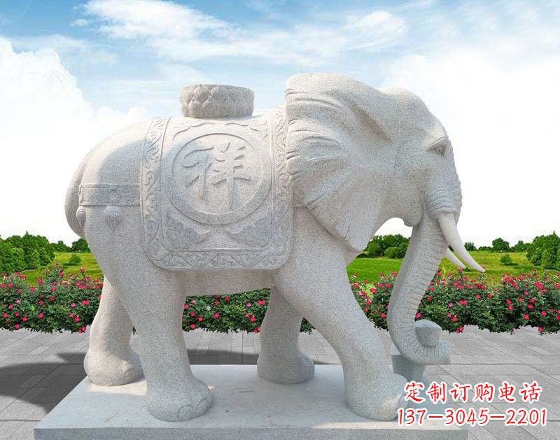 湖北精美大理石大象雕塑