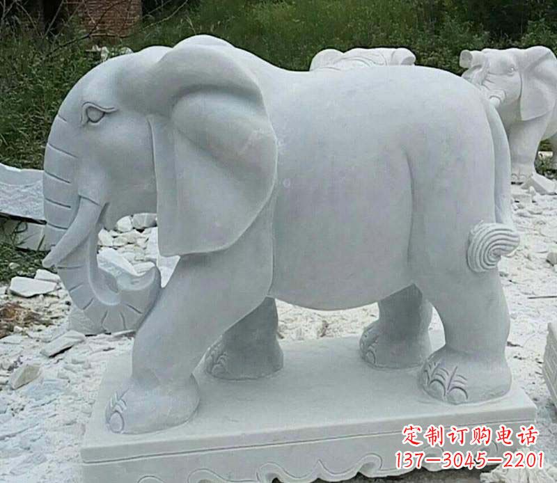湖北精雕细琢的大理石大象雕塑