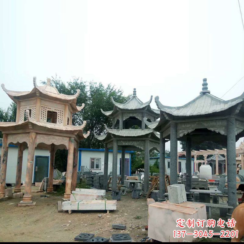 湖北精美大理石凉亭雕塑