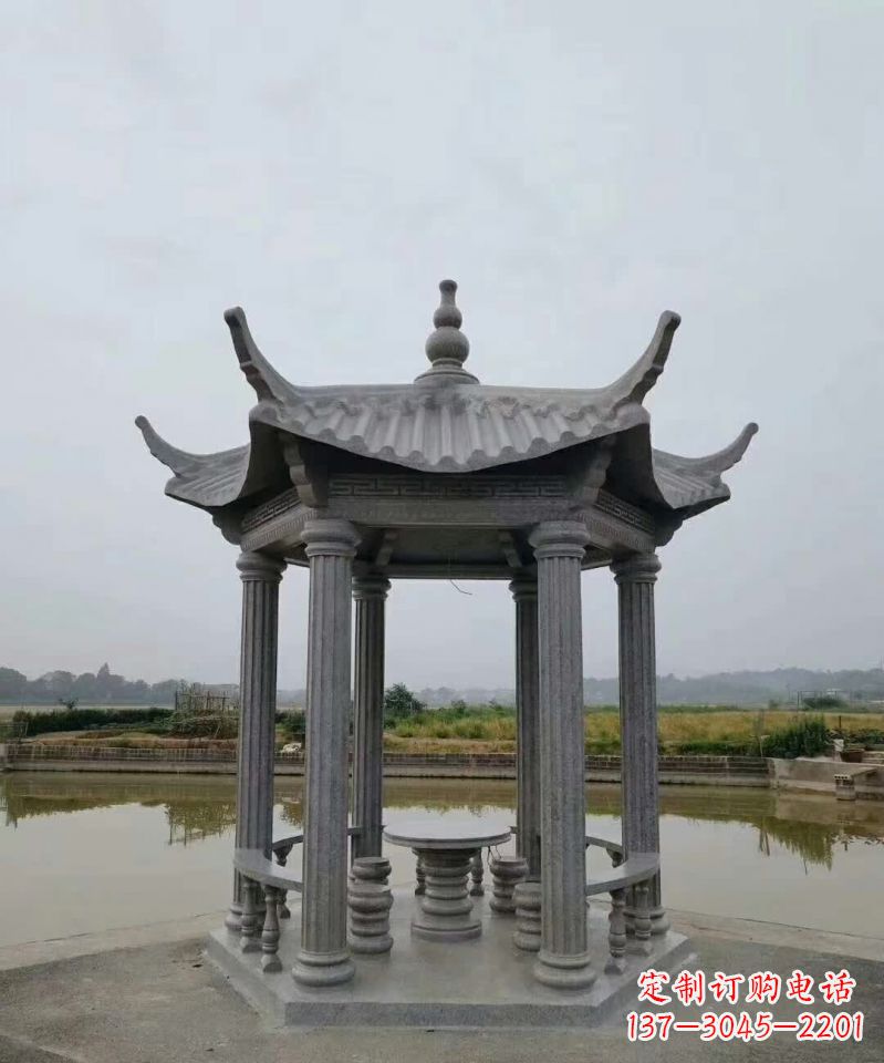 湖北大理石凉亭石雕塑,优雅经典无双
