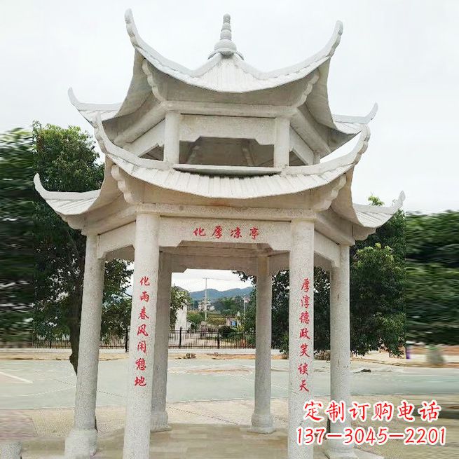 湖北大理石凉亭双层雕塑