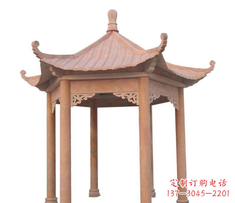 湖北大理石六角凉亭雕塑