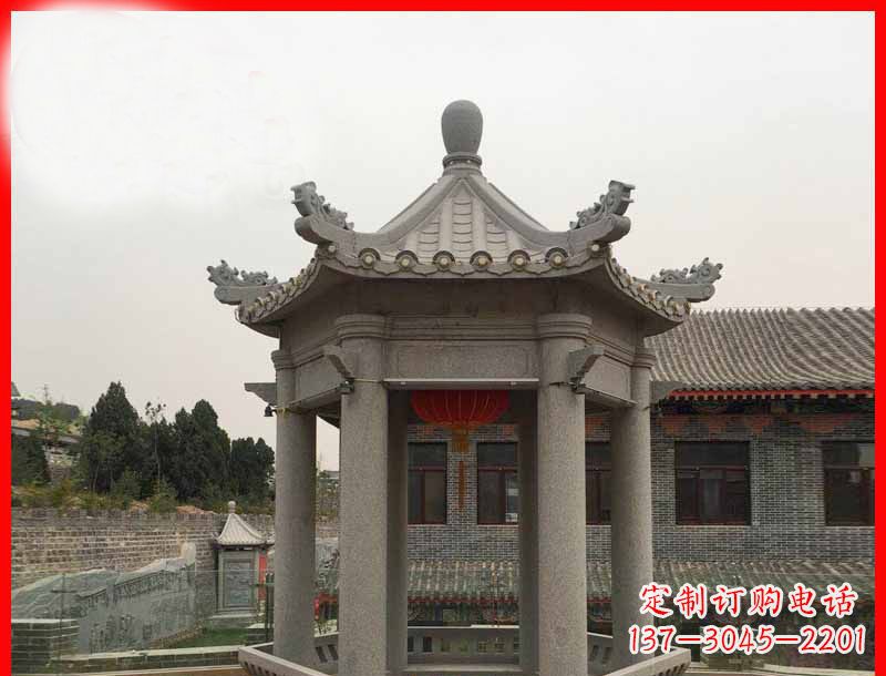 湖北大理石六角凉亭石雕
