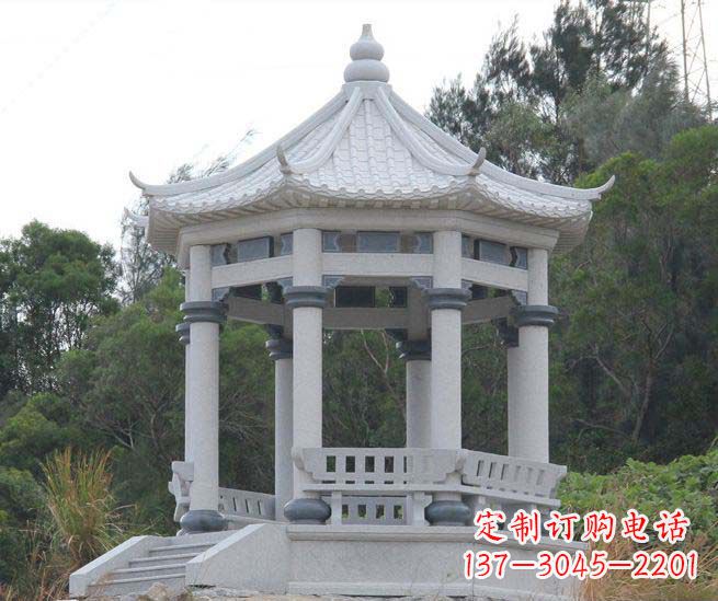 湖北大理石六角石雕凉亭营造舒适环境的完美体现