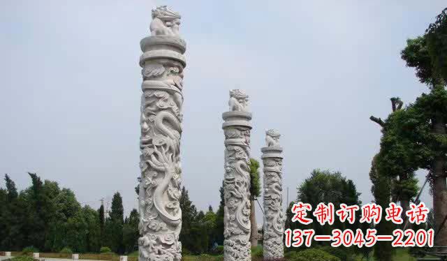 湖北精美大理石龙柱雕塑