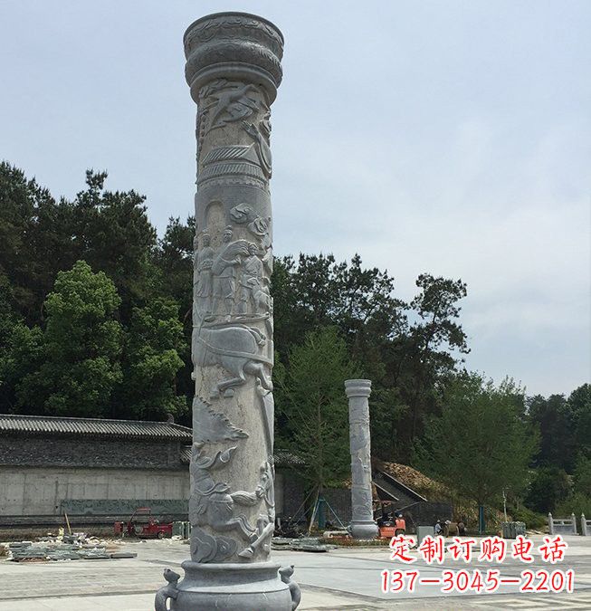 湖北大理石龙柱雕塑