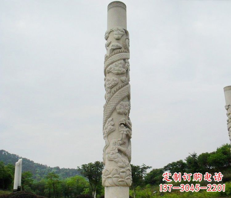 湖北大理石盘龙柱雕塑