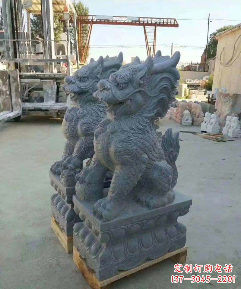 湖北精美大理石麒麟雕塑