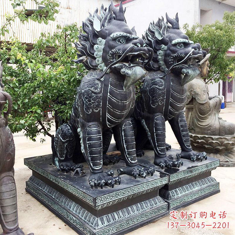 湖北象征威严的大理石麒麟雕塑