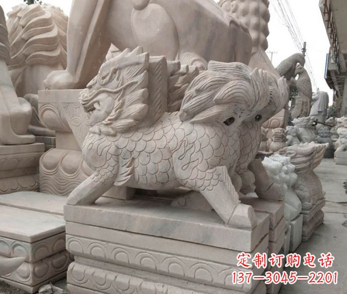 湖北大理石麒麟古代神兽石雕