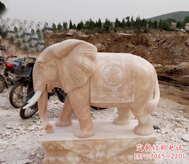 湖北优雅大象大理石雕塑