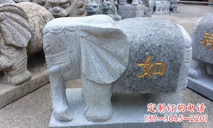 湖北精美大理石石象雕塑