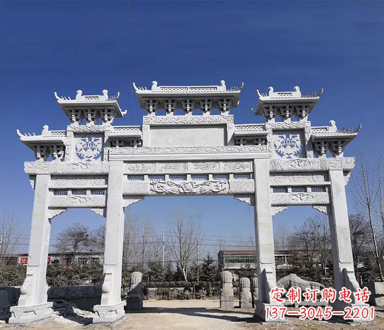 湖北特色大理石牌坊石雕