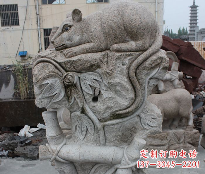 湖北大理石生肖鼠石雕