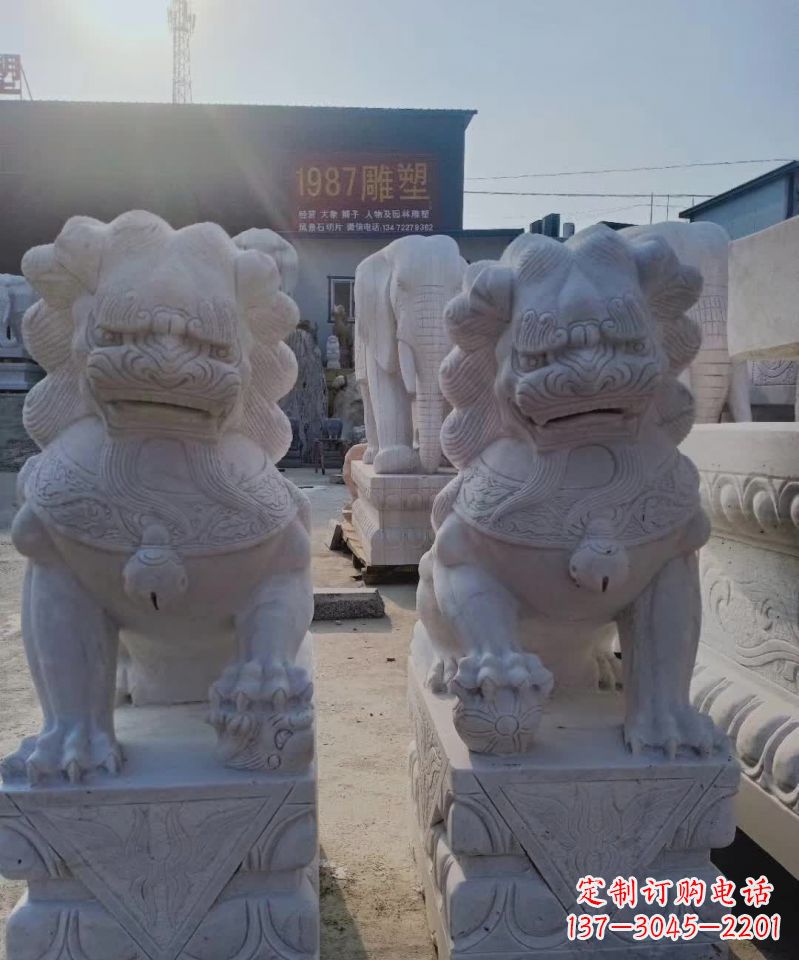 湖北大理石狮子雕塑,象征威严