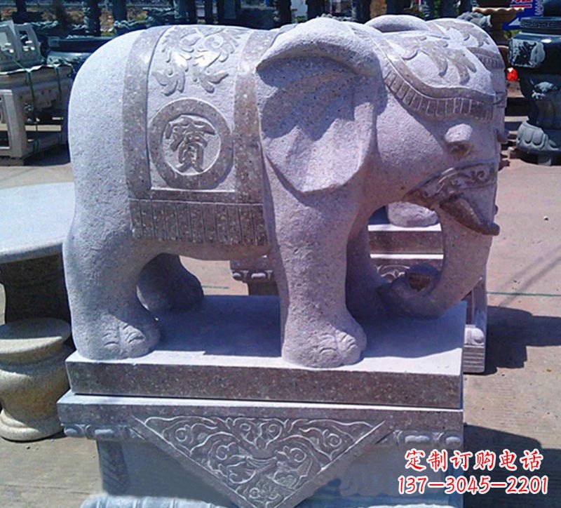 湖北大理石石雕招财进宝大象,传递招财进宝的吉祥祝福