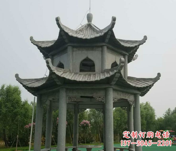 湖北精美大理石凉亭石雕