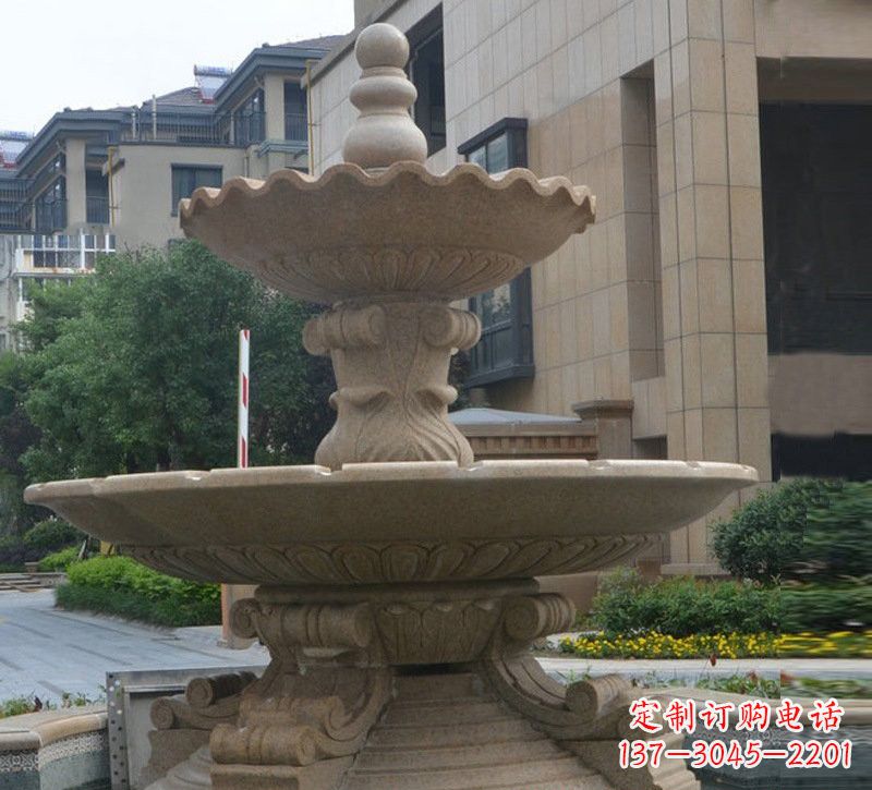 湖北简约双层大理石喷泉雕塑