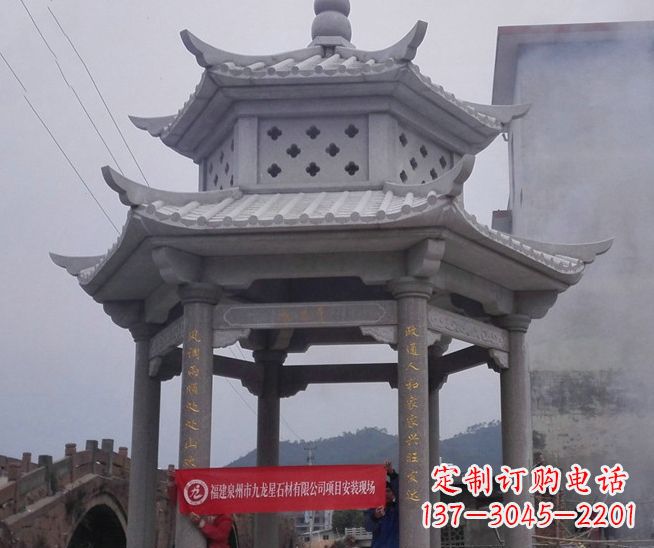 湖北大理石双层石雕凉亭——独特的艺术结晶