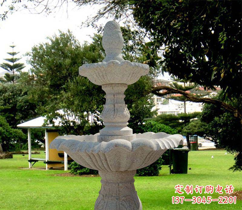 湖北大理石双层喷泉雕塑,精美绝伦