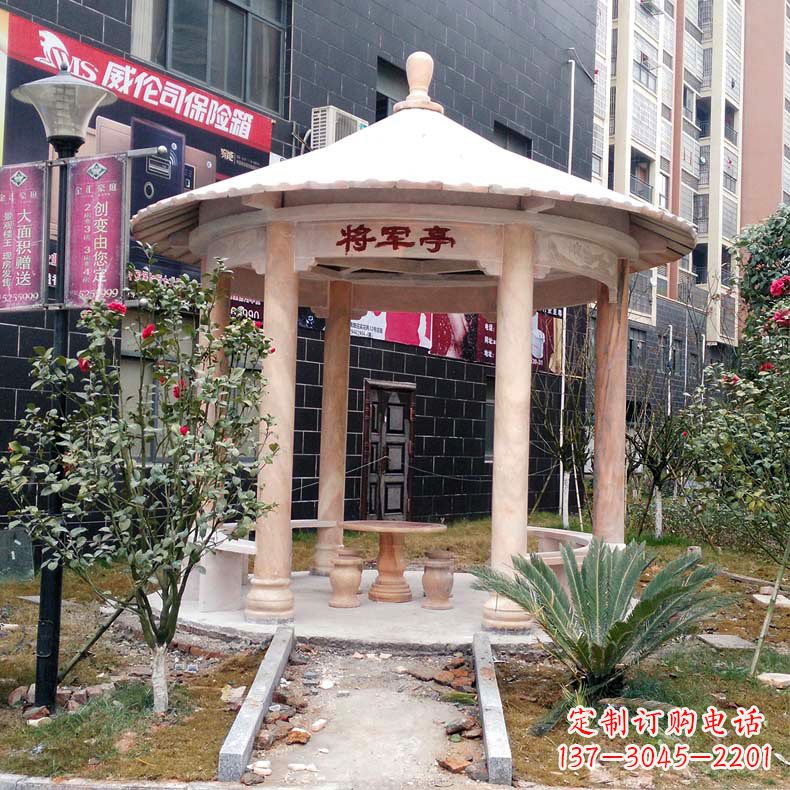 湖北精美大理石凉亭雕塑