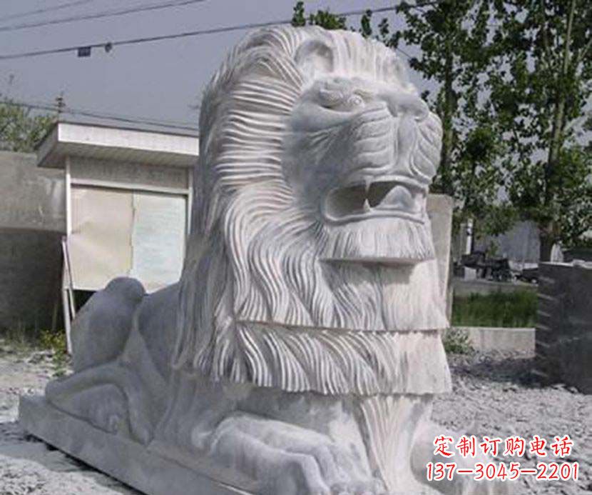 湖北大理石西洋狮子石雕塑