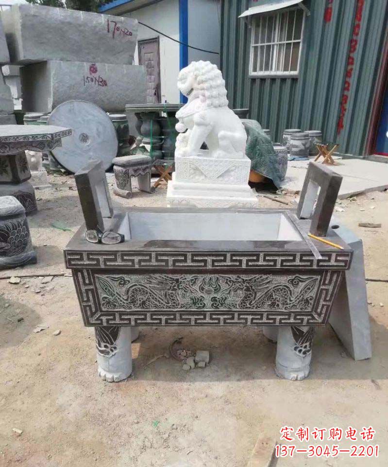 湖北精美大理石香炉雕塑