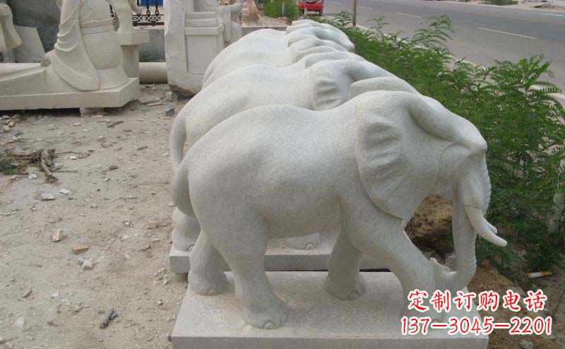 湖北大理石小象公园动物石雕