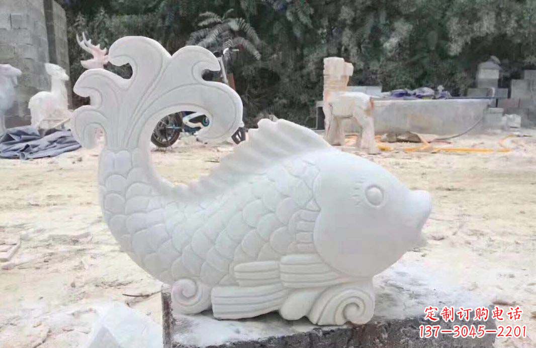 湖北大理石鱼喷泉雕塑装置