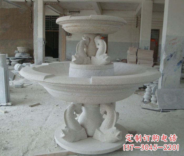 湖北高端大理石双层喷泉雕塑