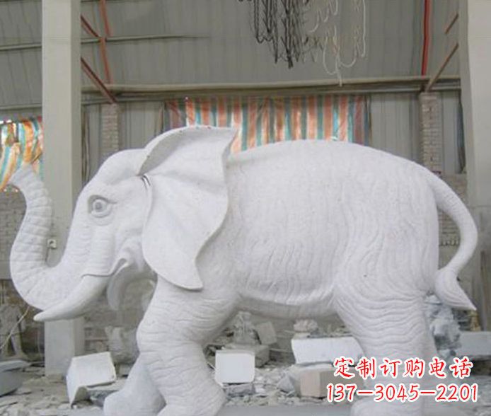 湖北象征财富的大理石招财大象雕塑