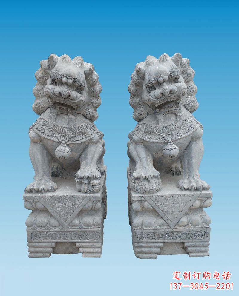 湖北精致雕刻的大理石狮子雕塑