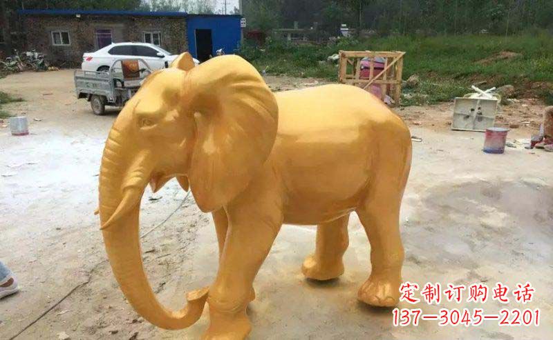 湖北大象玻璃钢仿铜动物雕塑
