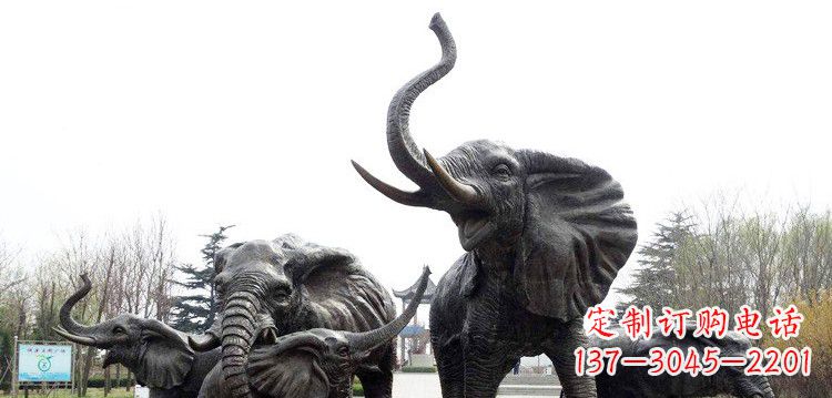 湖北大象群铜雕景观