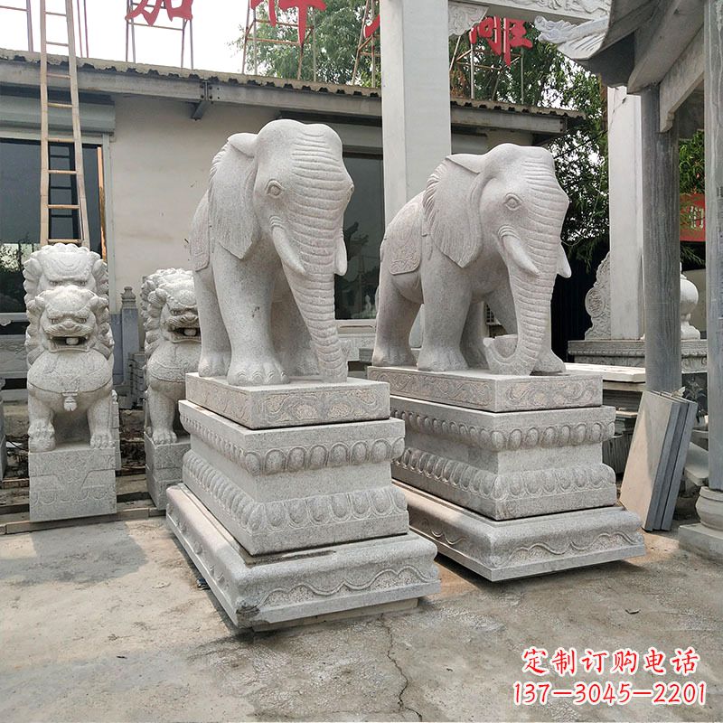 湖北石材大象喷水雕塑