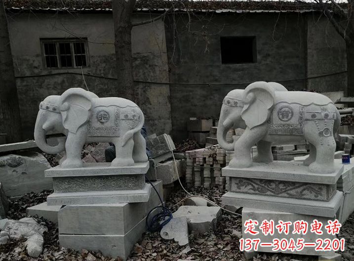 湖北大象石雕摆件