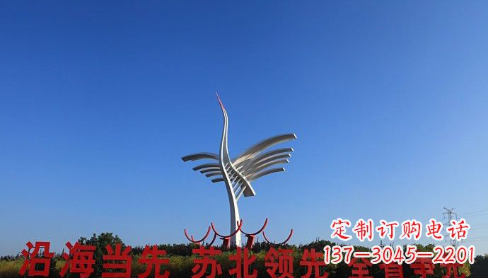 湖北大型不锈钢标志性抽象仙鹤
