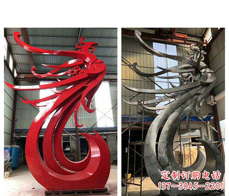 湖北优雅凤凰不锈钢摆件雕塑