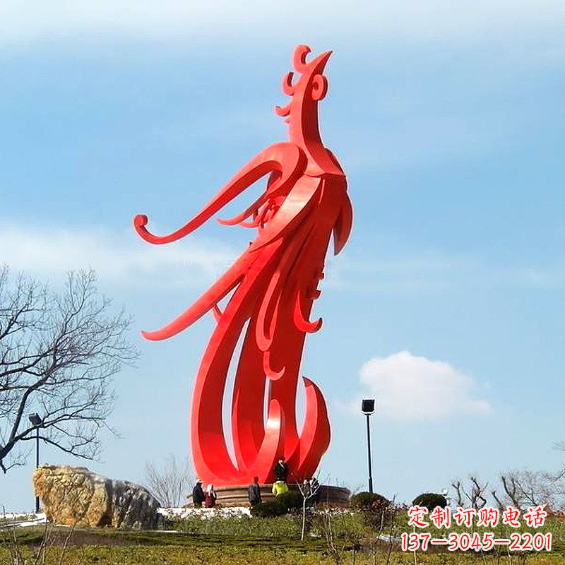湖北大型不锈钢凤凰雕塑-景区景点神兽动物景观雕塑