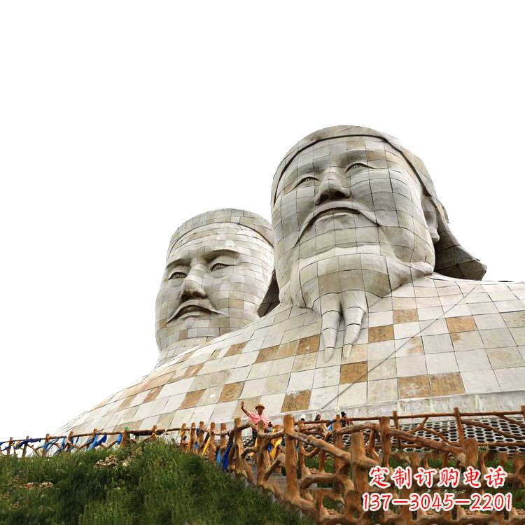 湖北大型成吉思汗石雕头像景观雕塑