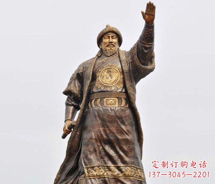 湖北传承历史的风采成吉思汗铜雕