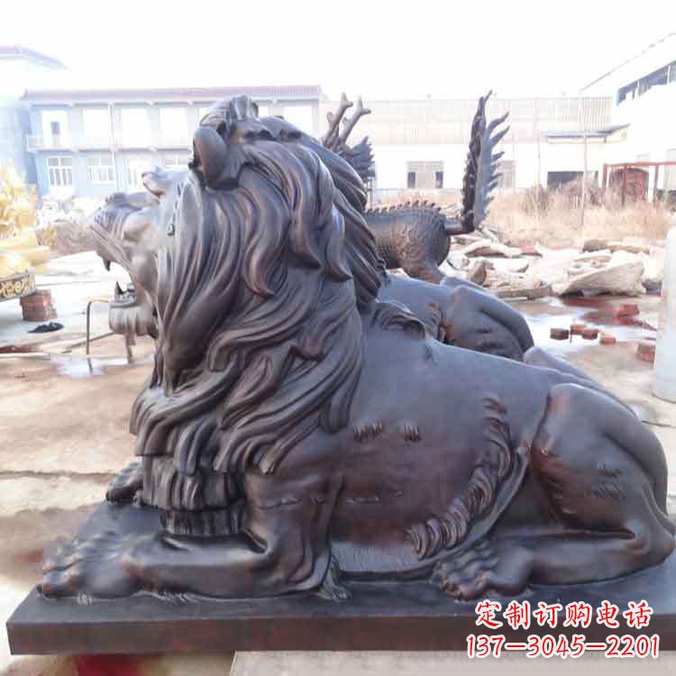 湖北纯铜港币狮子动物雕塑