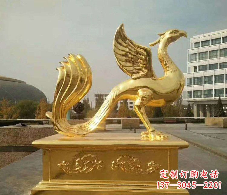 湖北中领雕塑传承凤凰之美的大型铜雕塑