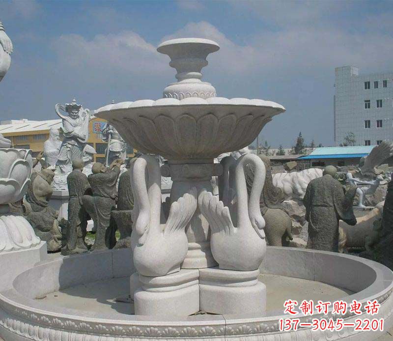 湖北汉白玉高端天鹅雕塑