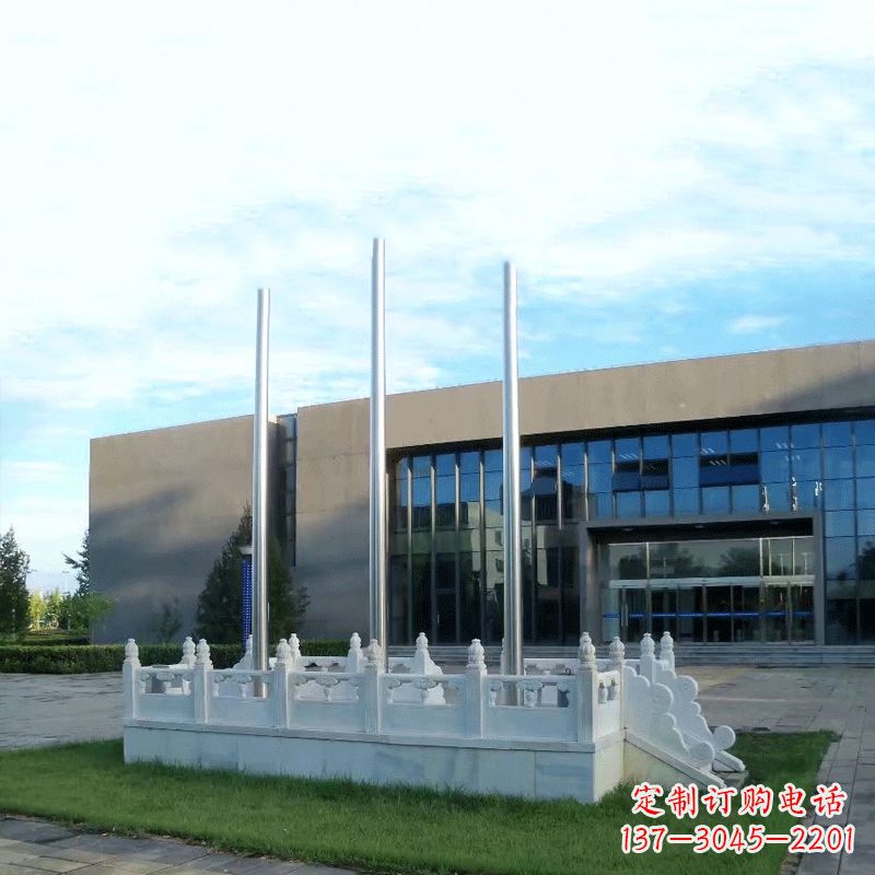 湖北精美石雕升旗台雕塑