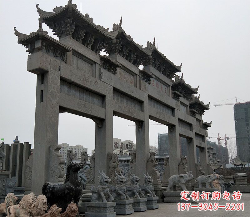 湖北精美仿古牌坊石雕