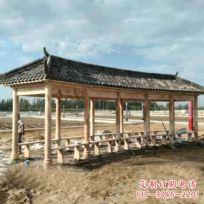 湖北华丽精美的瓦石长廊雕塑