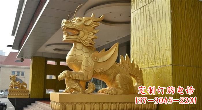 湖北精美麒麟铜雕,展现神秘之美